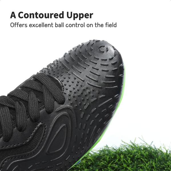 Kids Contoured Upper Soccer Shoes - BLACK NEON GREEN - 3